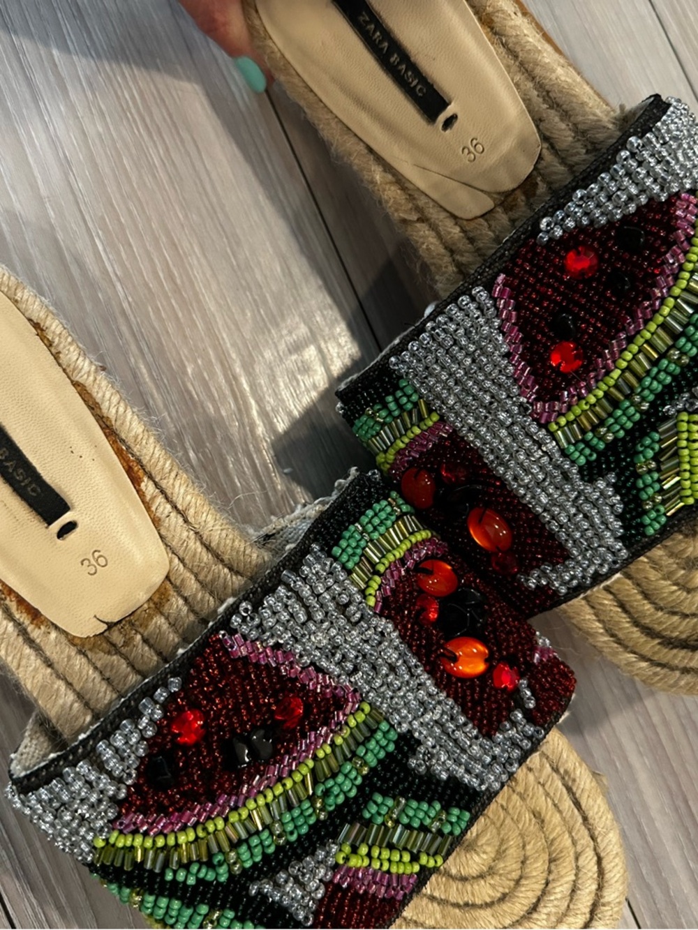 Beaded Embellished Slide Sandals - Multicolor